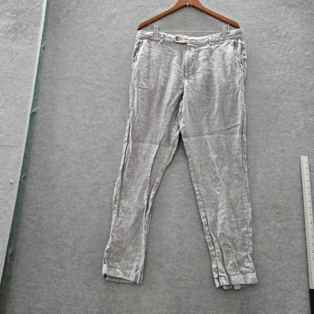 Club Room Men Pants 34W 32L Gray Dress Pants Button 31"‎ Inseam Coastal Beach